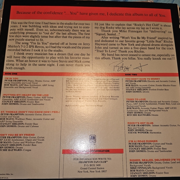 vintage 1977 vinyl record album titled "I'm In You" by Peter Frampton. - Picture 9 of 9